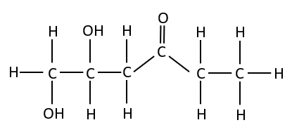 An organic molecule with two alcohol functional groups and one ketone functional group