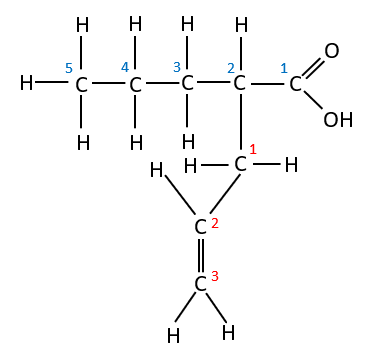 An organic molecule with both a carboxylic acid and an alkene functional group