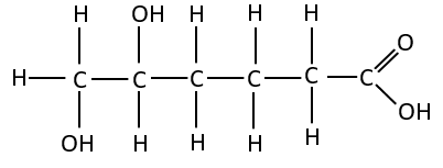 An organic molecule with one carboxylic acid and two alcohol functional groups