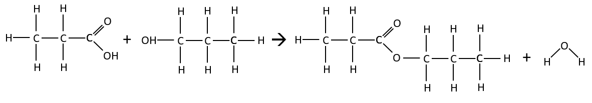 Reacting propan-1-ol with propanoic acid