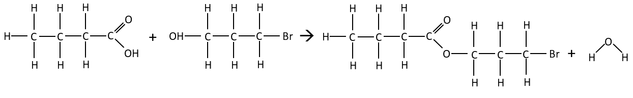 Reacting 3-bromopropan-1-ol with butanoic acid