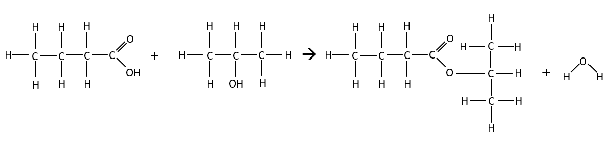 Reacting propan-2-ol with butanoic acid