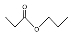 Skeletal formula for propyl propanoate